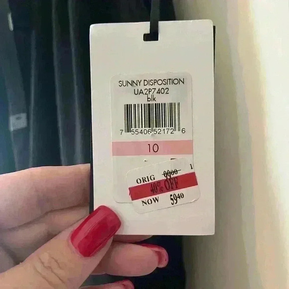 NWT DKNY Black Pants with Tie, Elastic Waist Women’s size 10 - Picture 6 of 10